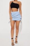 Grey Casual Solid Basic Regular High Waist Conventional Solid Color Skirt