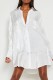 White Casual Solid Patchwork Turndown Collar Shirt Dress Dresses