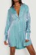 Blue Casual Solid Patchwork Turndown Collar Shirt Dress Dresses