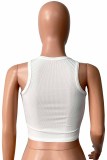White Sexy Print Patchwork O Neck Tops