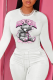 White Daily Basis Print Patchwork O Neck Tops