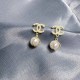 White Gold Celebrities Letter Patchwork Pearl Earrings