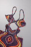 Colour Sexy Street Sportswear Print Solid Hollowed Out Strap Design Spaghetti Strap Skinny Jumpsuits
