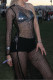 Black Casual Solid Hollowed Out Swimwears Cover Up