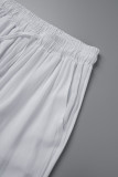 White Casual Solid Patchwork O Neck Sleeveless Two Pieces