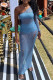 Blue Casual Solid Hollowed Out Swimwears Cover Up
