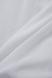 White Casual Solid Patchwork O Neck Sleeveless Two Pieces