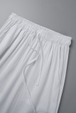 White Casual Solid Patchwork O Neck Sleeveless Two Pieces