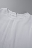 White Casual Solid Patchwork O Neck Sleeveless Two Pieces