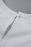 White Casual Solid Patchwork O Neck Sleeveless Two Pieces