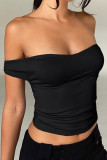 Brown Sexy Solid Hollowed Out Frenulum Backless Strapless Tops