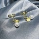 Black Gold Street Letter Patchwork With Bow Earrings