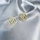 Gold Vintage Letter Rhinestone Earrings