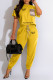 Yellow Casual Letter Print Patchwork O Neck Short Sleeve Two Pieces