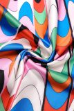 Colour Sexy Casual Print Backless Asymmetrical Oblique Collar Tops