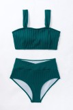 Malachite Green Sexy Solid Backless Swimwears (With Paddings)