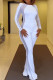 White Sexy Daily Party Elegant Patchwork Hot Drill Skinny Jumpsuits