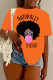 Orange Casual Daily Print Basic O Neck T-Shirts