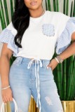 Pink Casual Print Patchwork O Neck T-Shirts