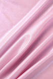 Pink Sexy Solid Backless Strapless Wrapped Skirt Dresses