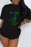 White Casual Print Basic O Neck T-Shirts