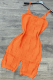 Orange Street Daily Solid Patchwork Buckle Spaghetti Strap Skinny Rompers