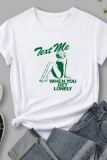 White Casual Print Basic O Neck T-Shirts