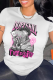 White Daily Vintage Print Patchwork O Neck T-Shirts