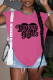 Rose Red Casual Print Basic O Neck T-Shirts