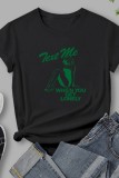 White Casual Print Basic O Neck T-Shirts