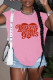Pink Casual Print Basic O Neck T-Shirts