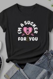 White Casual Print Basic O Neck T-Shirts