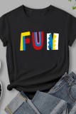 White Casual Letter Print Basic O Neck T-Shirts