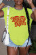 Light Green Casual Print Basic O Neck T-Shirts
