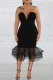 Black Sexy Formal Solid Backless Strapless Evening Dress Dresses