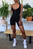 Orange Red Sexy Casual Solid Backless Spaghetti Strap Skinny Romper