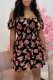 Black Casual Print Patchwork O Neck Short Sleeve Dress