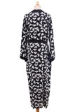 Black White Casual Print Patchwork Cardigan Swimwears Cover Up