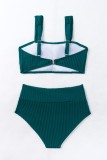 Malachite Green Sexy Solid Backless Swimwears (With Paddings)