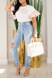 Pink Casual Print Patchwork O Neck T-Shirts