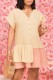 Apricot Casual Patchwork Contrast V Neck Short Sleeve Dress