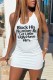 White Casual Letter Print Basic U Neck Vest Dress Dresses