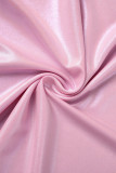Pink Sexy Solid Backless Strapless Wrapped Skirt Dresses