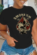 Black Street Vintage Print Patchwork O Neck T-Shirts