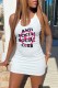 White Casual Letter Print Basic U Neck Vest Dress Dresses