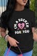 Black Casual Print Basic O Neck T-Shirts