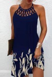 Leopard Print Casual Print Hollowed Out O Neck Sleeveless Dress Dresses