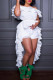 White Casual Solid Patchwork Asymmetrical Off the Shoulder Tops
