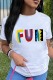 White Casual Letter Print Basic O Neck T-Shirts