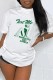 White Casual Print Basic O Neck T-Shirts